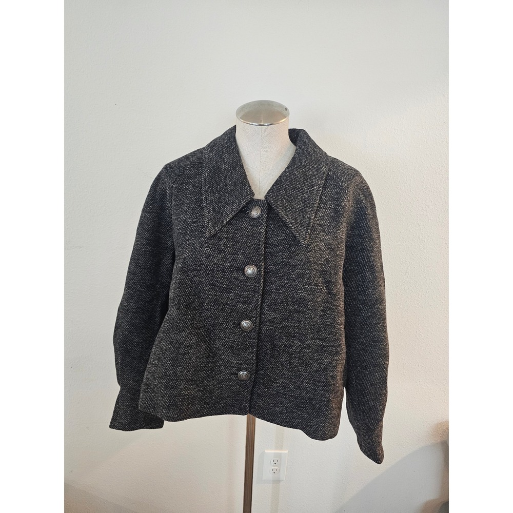 Urban‎ Revivo Womens Textured Tweed Button Front Jacket Char Gray Size US 4 NEW